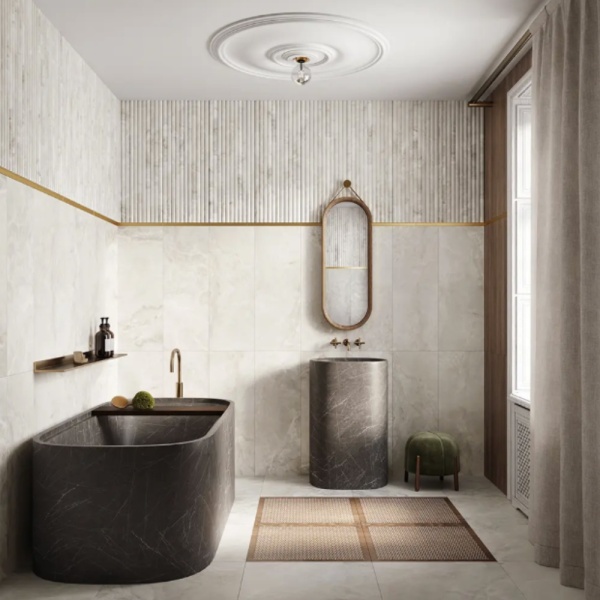 Faianta CADENCE STONE, baie/bucatarie, interior, ivoriu mat, tip piatra 32.8x89.8  - Img 2
