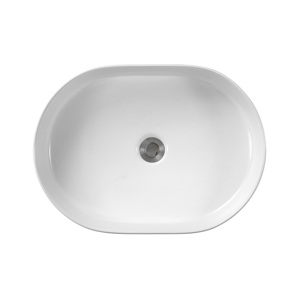 Lavoar baie pe blat Eternity, oval, alb, din ceramica, 50 x 37 x 13,5 cm, Anahita - Img 3