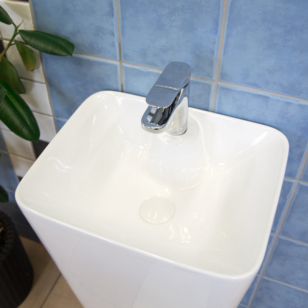 Lavoar Freestanding PORTHOS-5, dreptunghiular, alb din ceramica 43x36xH83 G305 Fluminia - Img 3