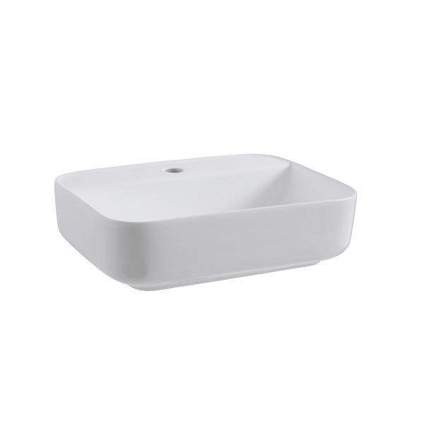 Lavoar pe blat Elegance, dreptunghiular, alb, cu orificiu pentru baterie, ceramica sanitara, 50 x 39,5 x 14 cm, Anahita - Img 5