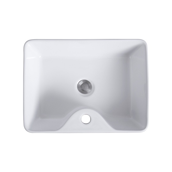 Lavoar pe blat Recall, dreptunghiular, alb, cu orificiu pentru baterie, ceramica sanitara, 49 x 38 x 13 cm, Anahita - Img 3