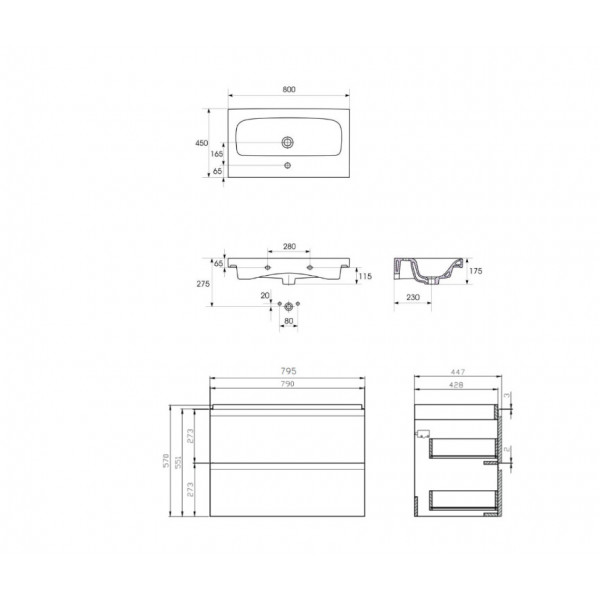 Mobilier baie cu lavoar 975 MODUO 80 ALB S801-221 - Img 3