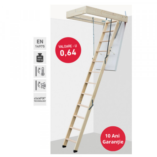 Scara mansarda cu izolatie de 5cm 70x120cm CLICKFIX 56 Silver DOLLE - Img 3