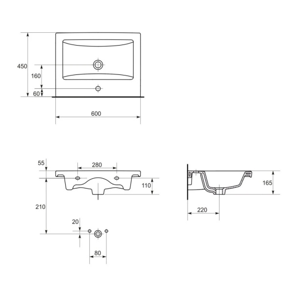 Set mobilier Tirso 60cm + lavoar casmir mat C145 S801-541 - Img 3