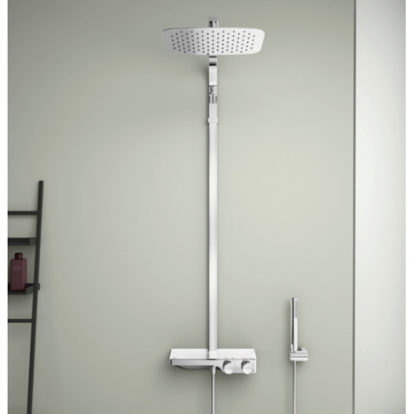 Sistem dus CERATHERM S200 termostatic etajera sticla alba A7332AA - Img 2