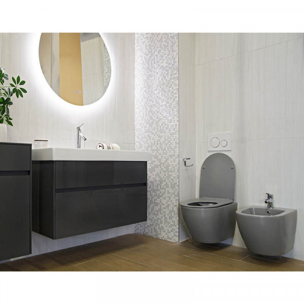 Vas WC suspendat cu capac Quick Release și Soft Close, 53,5 x 36 x 36 cm, gri mat, Alfonzo - Img 3