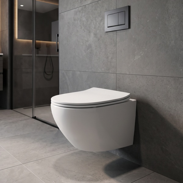 Vas WC suspendat Prestige Anahita, alb, rimless, evacuare orizontala, 36 x 53,5 x 36 cm, capac WC soft close inclus - Img 2