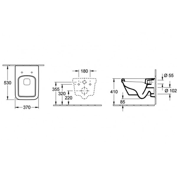 WC suspendat direct flush dreptunghiular cu capac soft close quick release Architectura 5685HR01 - Img 3