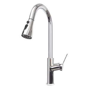 Baterie bucatarie FU03, satin, monocomanda, cu pipa extractabila, inox, Anahita
