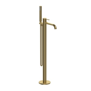 Baterie cada freestanding Slimmer Himark, brushed gold, cu dus de mana