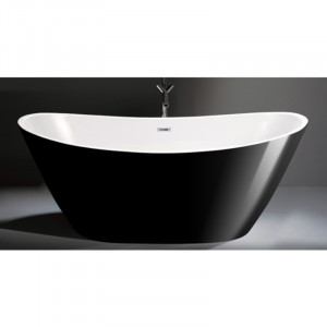 Cada freestanding neagra cu alb, ovala cu instalatie completa, 170x80 cm, Selena Black, Florida - Img 3
