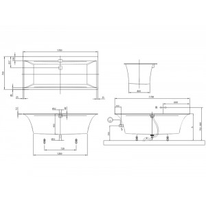 Cada pentru inzidire, 170 x 75 cm, alb, Squaro Edge Villeroy & Boch - Img 2
