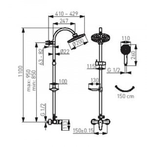 Coloana dus Algeo cu cap fix si mobil, crom NP71-BAG7U Ferro - Img 2