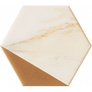 Decor FLARE GOLD HEX 11x12.5cm, interior, baie-bucatarie, auriu-bej lucios-mat, Tubadzin