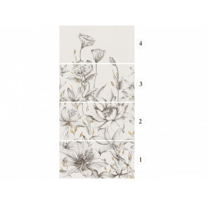Decor Velo Bianco flowers 2 59.8x119.8cm, interior, baie-bucatarie, rectificat, alb cu imprimeu floral mat-lucios, Tubadzin - Img 2