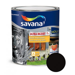 Email pe baza de apa Savana Ultrarezist multisuport negru lucios 0.75l