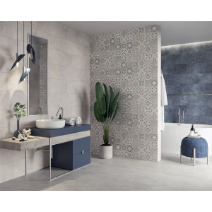 Faianta FREEDOM GRIS, baie/bucatarie, interior, gri deschis, tip ciment 25x75cm - Img 2