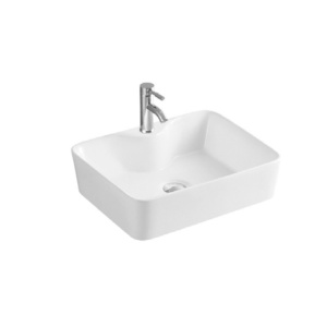 Lavoar baie pe blat cu orificiu baterie Recall, rectangular alb din ceramica 48x38x13cm Anahita - Img 1