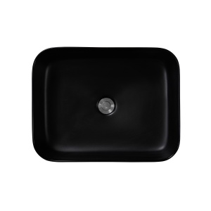 Lavoar baie pe blat Elegance, dreptunghiular, negru mat, din ceramica, 50 x 40 x 13 cm, Anahita - Img 3