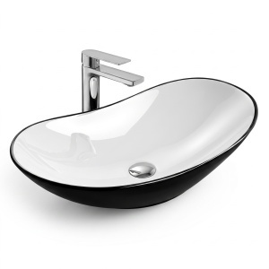Lavoar pe blat Beauty, oval, negru mat, ceramica sanitara, 62 x 37 x 16 cm, Anahita