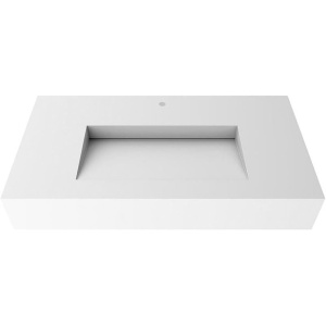 Lavoar suspendat Recall, dreptunghiular, din compozit, alb mat, 80 x 48,2 x 15,2 cm, Eweca