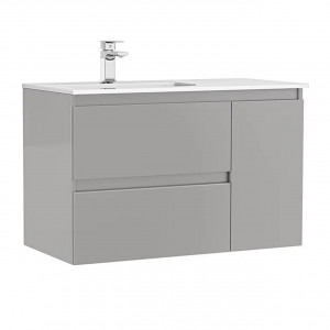 Mobilier baie suspendat Gala Daily gri 2 sertare 1 usa si lavoar 90 cm GAL7895230 - Img 1