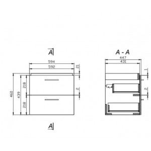 Mobilier baie suspendat si lavoar Lara cu doua sertare, 60 x 45 cm alb S801-147-DSM - Img 2