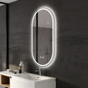 Oglinda baie ovala Smart, cu iluminare LED, touch si dezaburire, 40 x 100 cm - Img 2