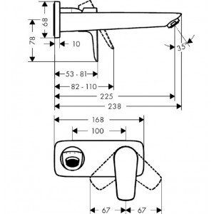 Ornament baterie lavoar perete TALIS E pipa 22.5cm Hansgrohe fara corp incastrat - Img 7