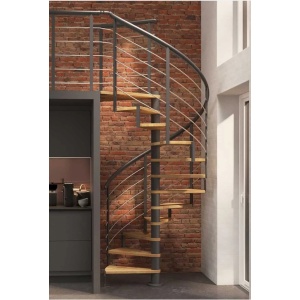 Scara de interior in spirala din fag 160cm diametru antracit 12 trepte Montreal Dolle