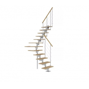 Scara de interior modulara gri din stejar cu urcare turnanta 13 trepte Boston Dolle
