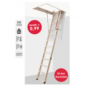 Scara de pod izolata DOLLE CLICK FIX 36 - GOLD - izolatie 3cm 60x120cm