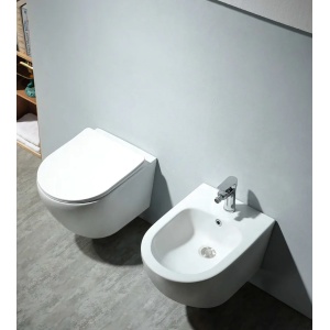 Set vas WC suspendat alb Eternity si rezervor incastrat Alcadrain cu clapeta actionare neagra M578, Anahita - Img 2
