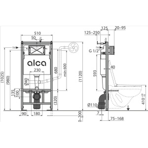 Set vas WC suspendat Art si rezervor incastrat Alcadrain cu clapeta actionare alba M770, Anahita - Img 2