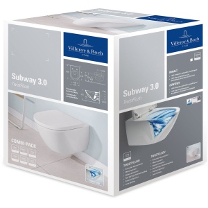 Set vas WC suspendat Subway 3.0 TwistFlush cu capac inchidere lenta, finisaj CeramicPlus 4670TSR1 Villeroy&Boch - Img 3