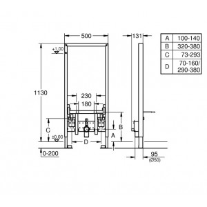 Sistem de instalare RAPID SL pentru bideu 113cm Grohe 38553001 - Img 2
