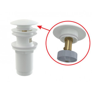 Ventil lavoar CLICK/CLACK 5/4" metalic cu preaplin alb dop mare A392B - Img 1