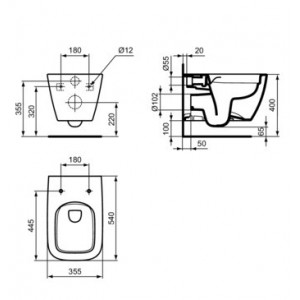WC suspendat rimless I.LIFE B T461401 - Img 5