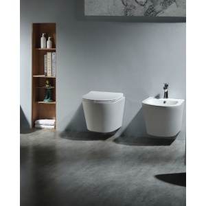 Bideu suspendat Beauty, alb, ceramica sanitara, 52,5 x 36,5 x 32 cm, Anahita - Img 3