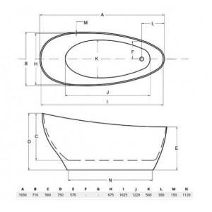 Cada freestanding, 165x70 cm, KEYA BSCWAM-165-K, Besco - Img 5