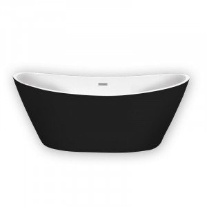 Cada freestanding neagra cu alb, ovala cu instalatie completa, 170x80 cm, Selena Black, Florida - Img 1