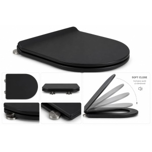 Capac WC Eternity negru mat, soft close, duroplast, Anahita, 44,5 x 36,5 cm - Img 3