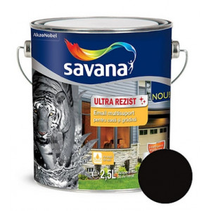 Email pe baza de apa Savana Ultrarezist multisuport negru lucios 2.5l