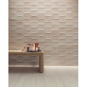 Faianta TISSUE IVORY STR baie/bucatarie, interior, crem mat, tip travertin 29.8x74.8cm - Img 2