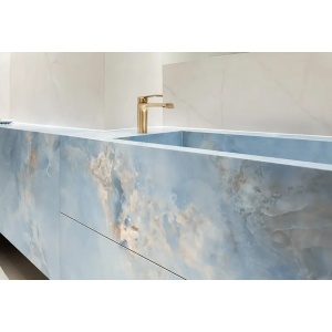 Gresie AQUAMARINE GREY Mat 59.8x119.8cm, interior-exterior, tip onyx, rectificat, gri-bej, Tubadzin - Img 2