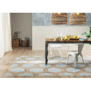 Gresie BOHO 59.8x59.8cm, interior-exterior, tip décor, rectificat, alb-albastru, Tubadzin - Img 3