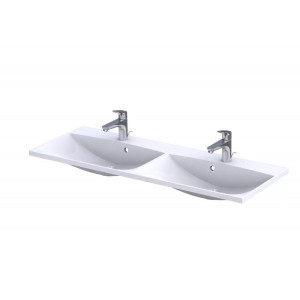Lavoar baie dublu Amelia, dreptunghiular alb din compozit 120x46cm AM-120-92-D Oristo
