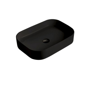Lavoar baie pe blat Capri, dreptunghiular din ceramica 55x38cm negru mat Fluminia