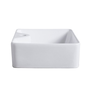 Lavoar baie pe blat cu orificiu baterie Recall, rectangular alb din ceramica 48x38x13cm Anahita - Img 5