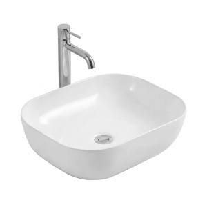 Lavoar baie pe blat Elegance, dreptunghiular, alb, ceramica, 50,5 x 40,5 x 14 cm, Anahita